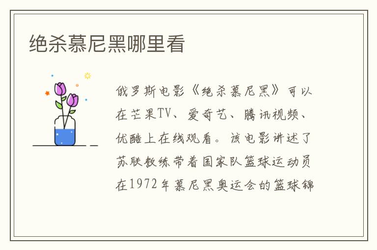 絕殺慕尼黑哪里看