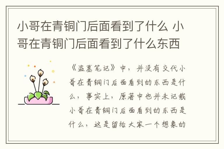 小哥在青銅門后面看到了什么 小哥在青銅門后面看到了什么東西