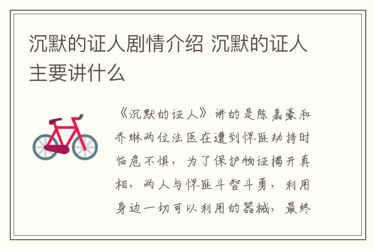 沉默的證人劇情介紹 沉默的證人主要講什么