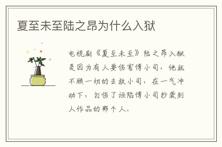 夏至未至陸之昂為什么入獄