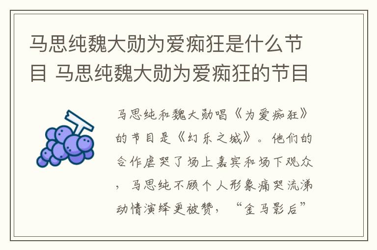馬思純魏大勛為愛(ài)癡狂是什么節(jié)目 馬思純魏大勛為愛(ài)癡狂的節(jié)目