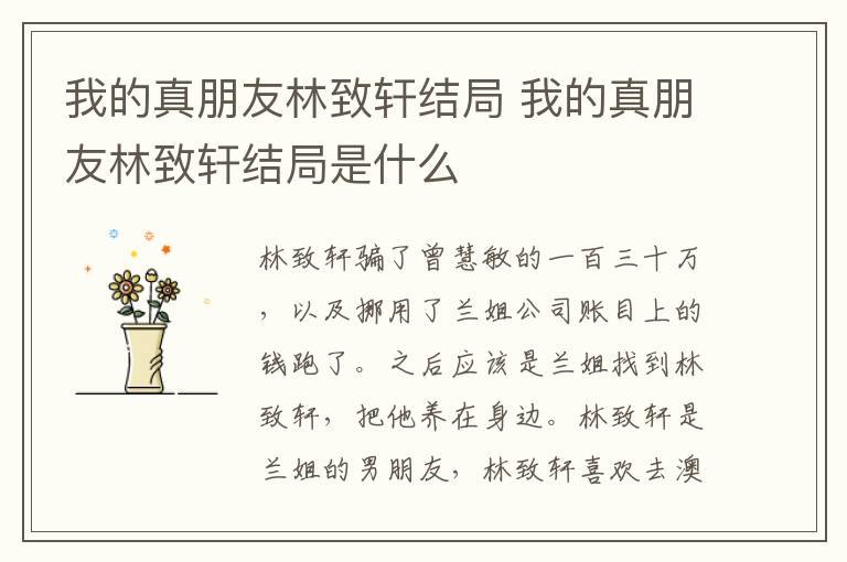 我的真朋友林致軒結(jié)局 我的真朋友林致軒結(jié)局是什么