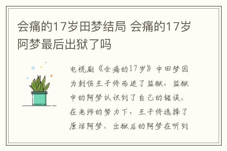 會(huì)痛的17歲田夢(mèng)結(jié)局 會(huì)痛的17歲阿夢(mèng)最后出獄了嗎