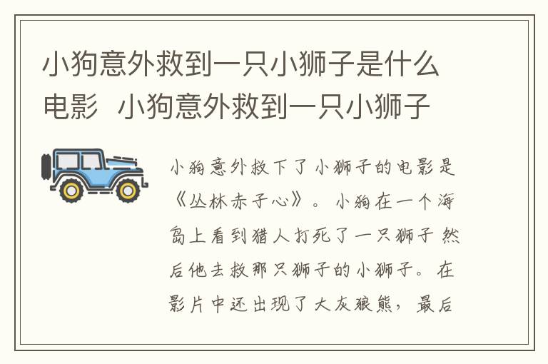 小狗意外救到一只小獅子是什么電影  小狗意外救到一只小獅子的電影