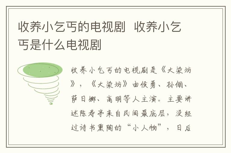 收養(yǎng)小乞丐的電視劇  收養(yǎng)小乞丐是什么電視劇