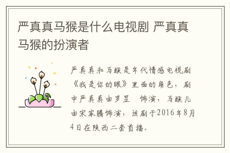 嚴(yán)真真馬猴是什么電視劇 嚴(yán)真真馬猴的扮演者