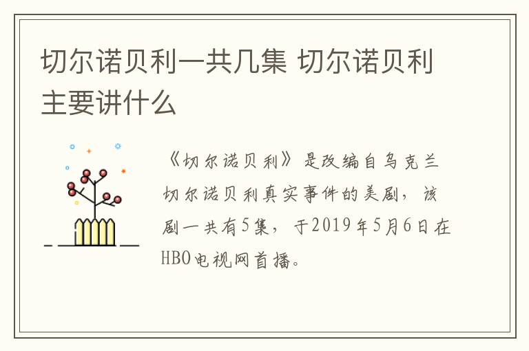 切爾諾貝利一共幾集 切爾諾貝利主要講什么