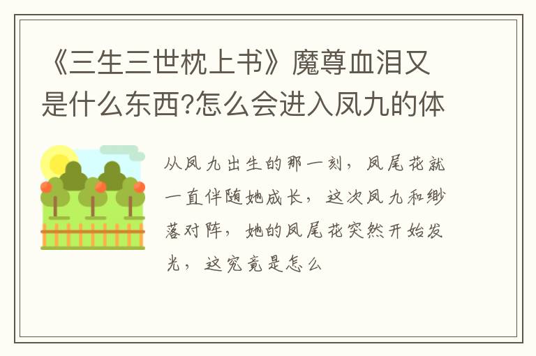 《三生三世枕上書》魔尊血淚又是什么東西?怎么會(huì)進(jìn)入鳳九的體內(nèi)?
