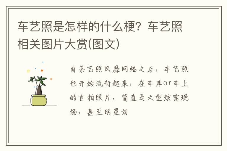 車藝照是怎樣的什么梗？車藝照相關圖片大賞(圖文)