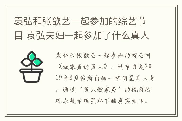 袁弘和張歆藝一起參加的綜藝節(jié)目 袁弘夫婦一起參加了什么真人秀