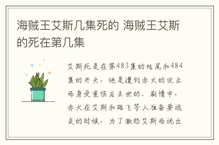 海賊王艾斯幾集死的 海賊王艾斯的死在第幾集