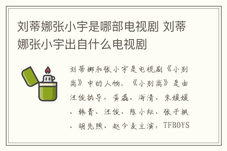 劉蒂娜張小宇是哪部電視劇 劉蒂娜張小宇出自什么電視劇