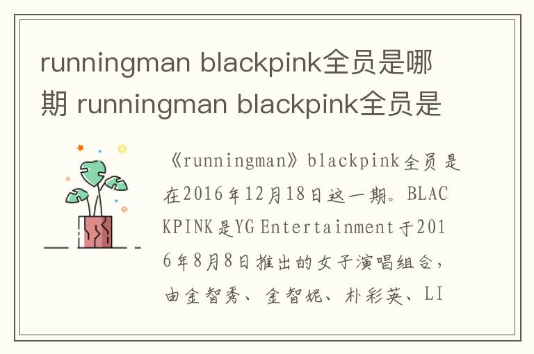 runningman blackpink全員是哪期 runningman blackpink全員是哪期呢
