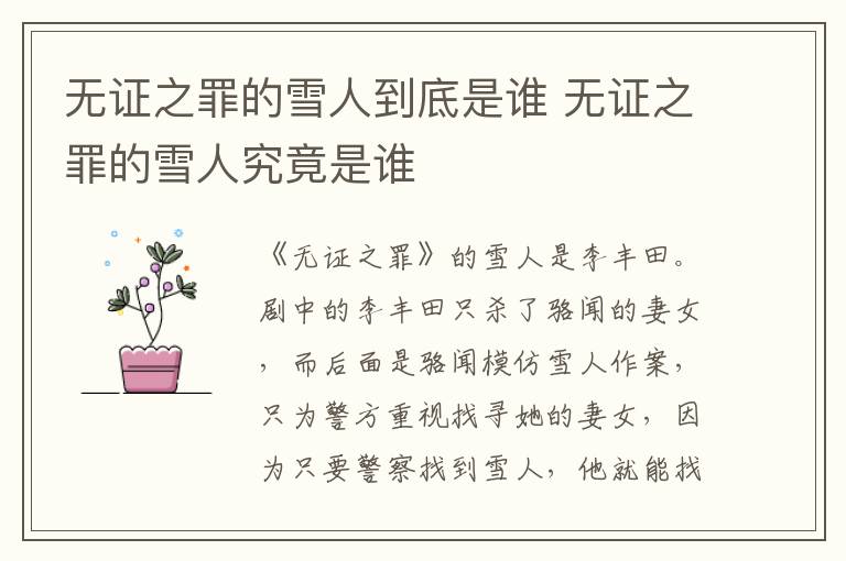 無證之罪的雪人到底是誰 無證之罪的雪人究竟是誰