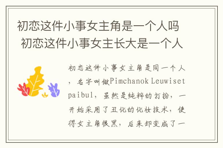 初戀這件小事女主角是一個人嗎 初戀這件小事女主長大是一個人嗎