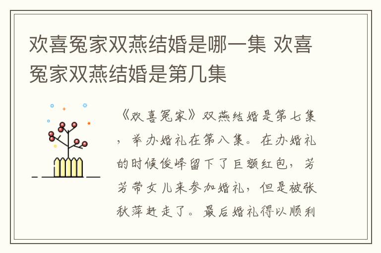 歡喜冤家雙燕結(jié)婚是哪一集 歡喜冤家雙燕結(jié)婚是第幾集