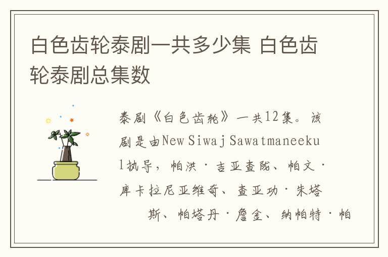 白色齒輪泰劇一共多少集 白色齒輪泰劇總集數(shù)
