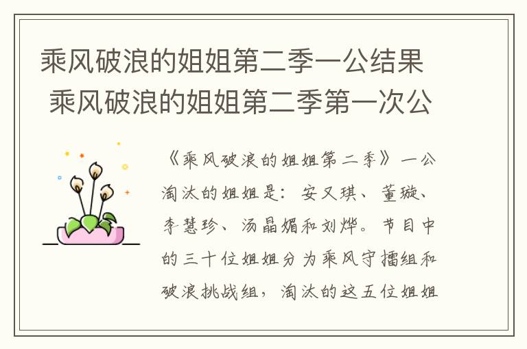 乘風(fēng)破浪的姐姐第二季一公結(jié)果 乘風(fēng)破浪的姐姐第二季第一次公演結(jié)果