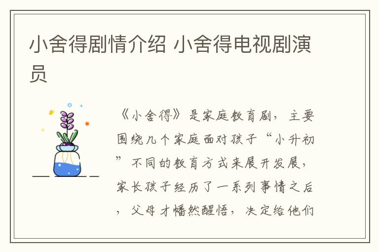 小舍得劇情介紹 小舍得電視劇演員