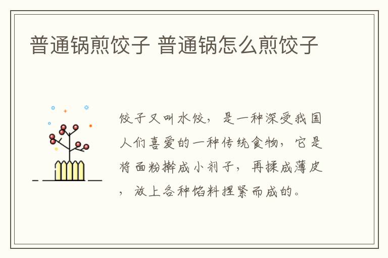 普通鍋煎餃子 普通鍋怎么煎餃子