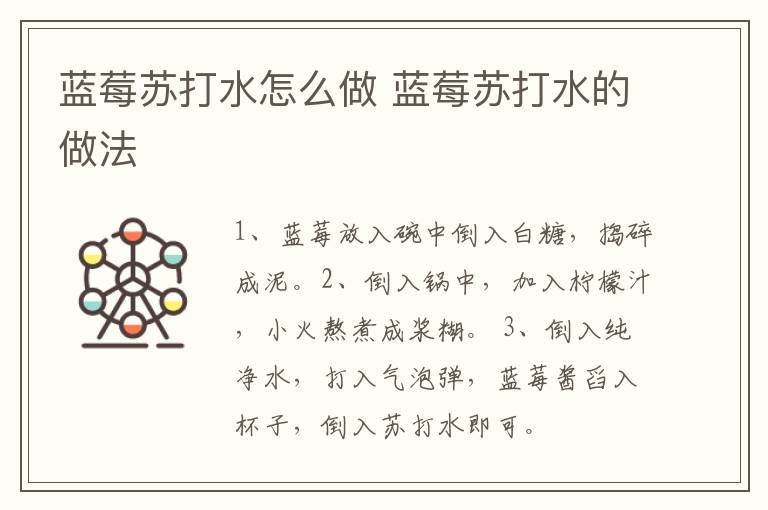藍(lán)莓蘇打水怎么做 藍(lán)莓蘇打水的做法