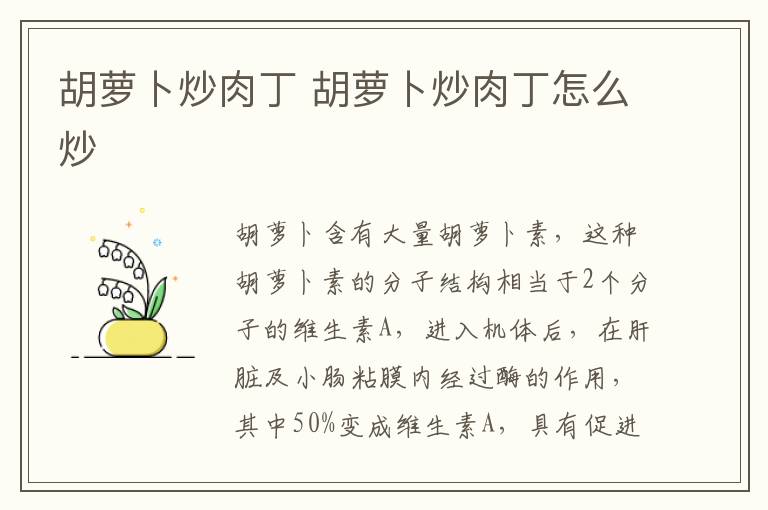 胡蘿卜炒肉丁 胡蘿卜炒肉丁怎么炒