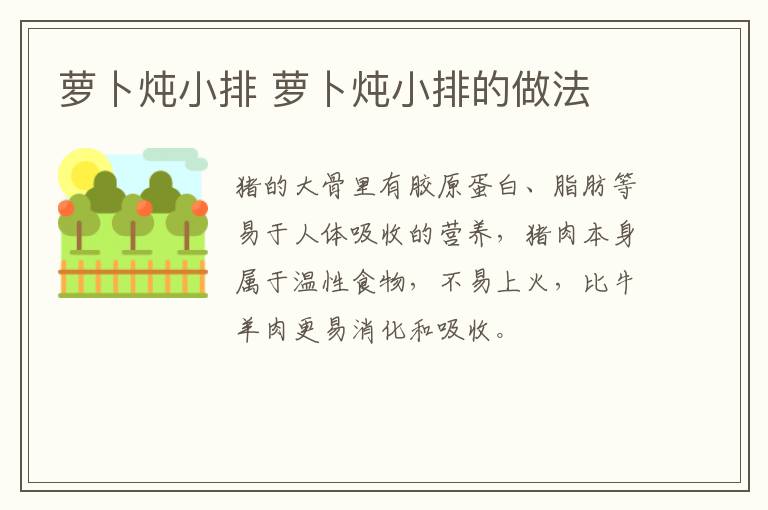 蘿卜燉小排 蘿卜燉小排的做法
