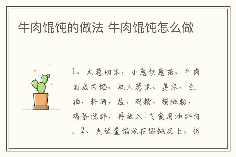 牛肉餛飩的做法 牛肉餛飩怎么做