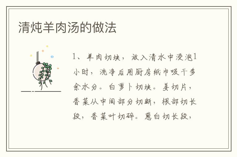 清燉羊肉湯的做法