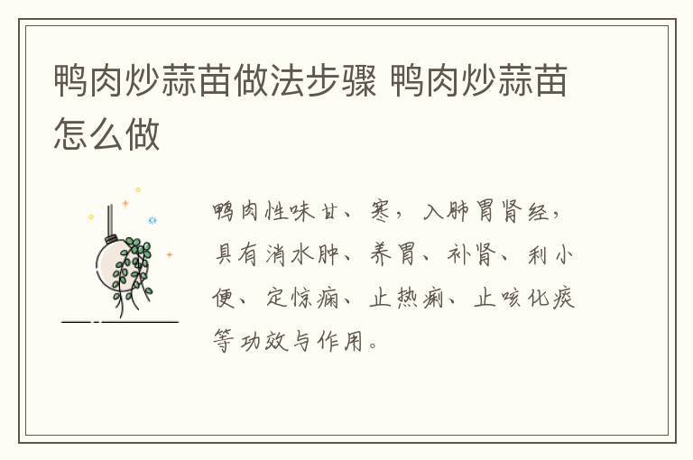 鴨肉炒蒜苗做法步驟 鴨肉炒蒜苗怎么做