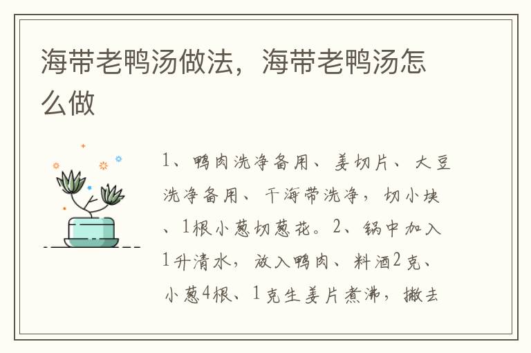 海帶老鴨湯做法，海帶老鴨湯怎么做