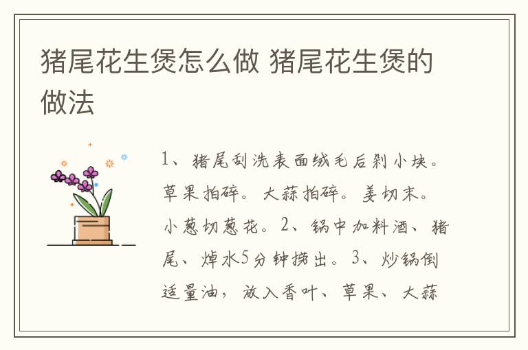 豬尾花生煲怎么做 豬尾花生煲的做法