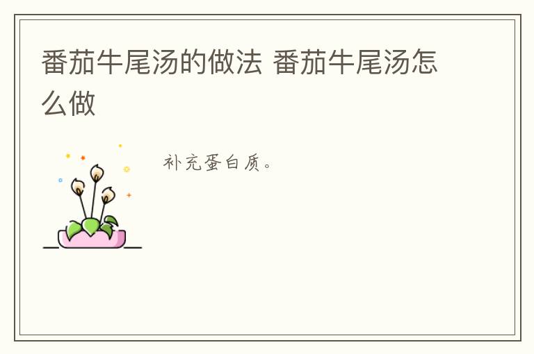 番茄牛尾湯的做法 番茄牛尾湯怎么做