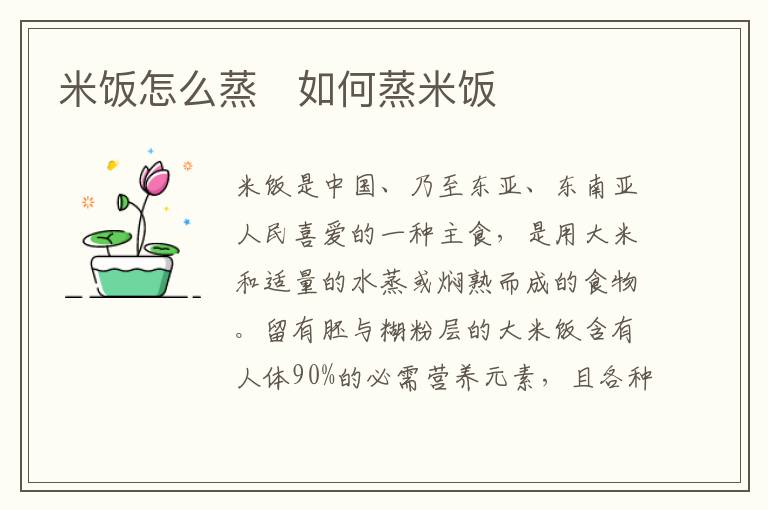 米飯?jiān)趺凑?  如何蒸米飯