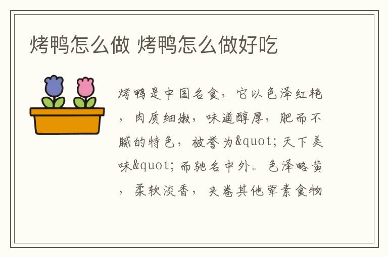 烤鴨怎么做 烤鴨怎么做好吃