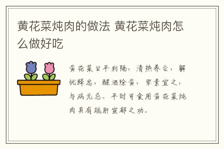 黃花菜燉肉的做法 黃花菜燉肉怎么做好吃