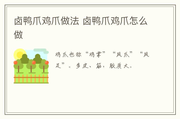 鹵鴨爪雞爪做法 鹵鴨爪雞爪怎么做