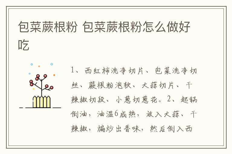 包菜蕨根粉 包菜蕨根粉怎么做好吃